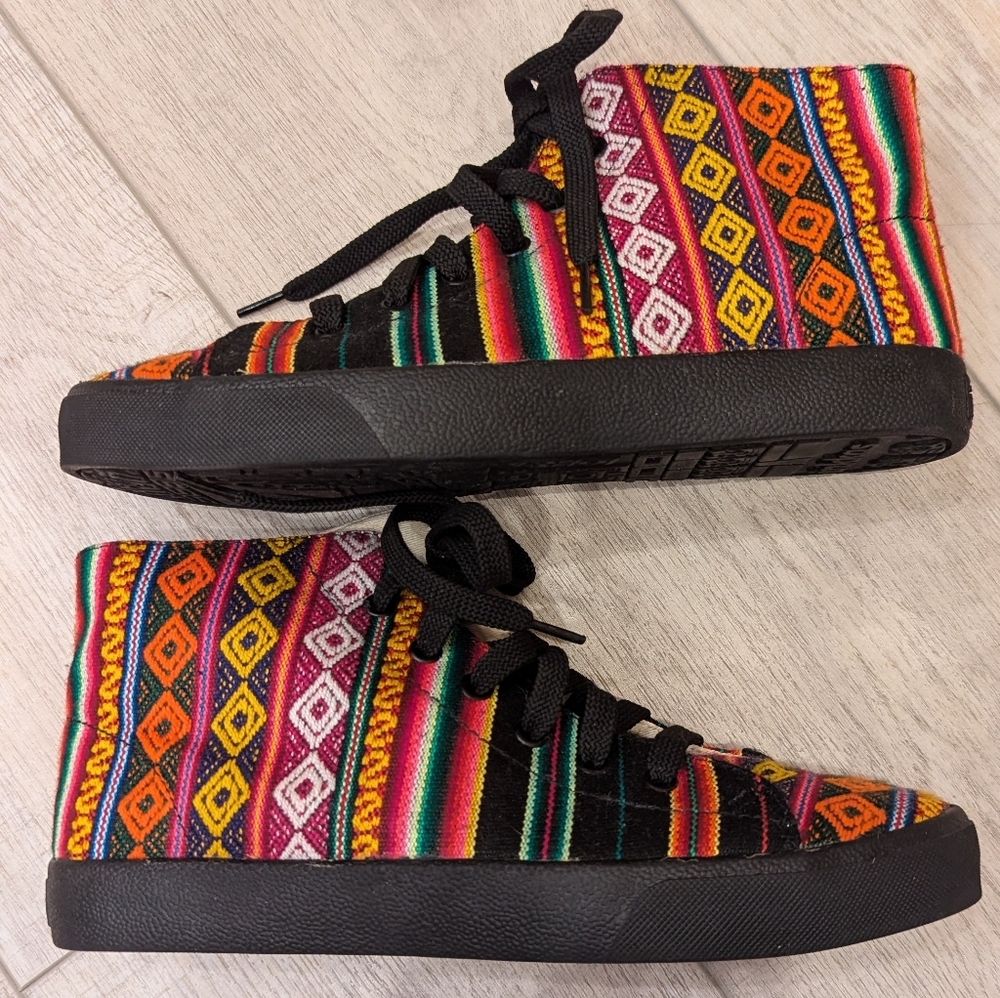 Inkkas Hand-made Sneakers, multi-colored Peruvian hand woven fabric